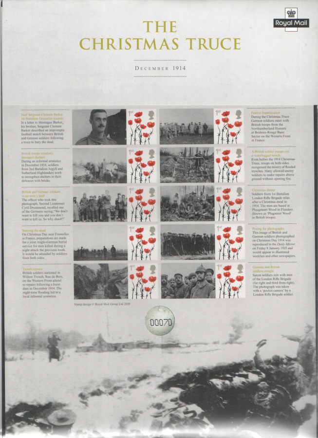 (image for) CS26 2014 Christmas Truce Royal Mail Commemorative Sheet